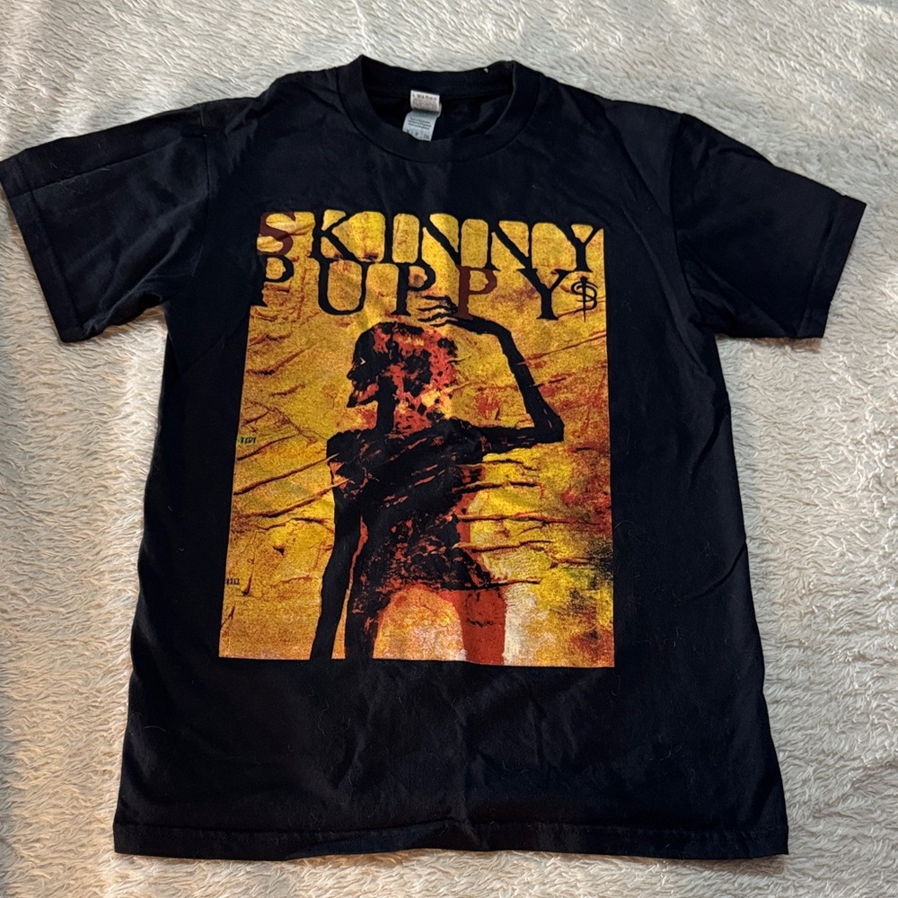 Skinny Puppy Graphic Band Tee - Black with Yellow/Orange Print
